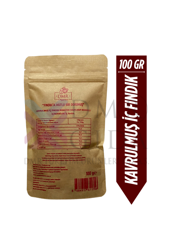 DMR ORGANICS GİRESUN KALİTE KAVRULMUŞ İÇ FINDIK 100 GR - Görsel 2