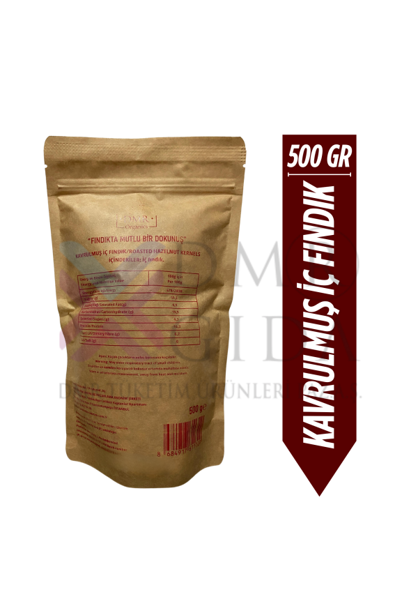 DMR ORGANICS GİRESUN KALİTE KAVRULMUŞ İÇ FINDIK 500 GR - Görsel 2