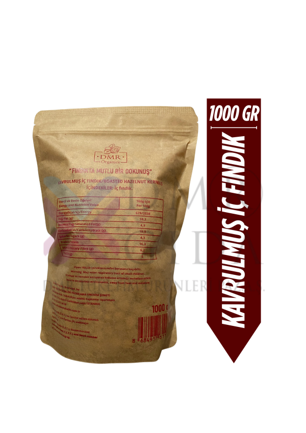 DMR ORGANICS GİRESUN KALİTE KAVRULMUŞ İÇ FINDIK 1.000 GR - Görsel 2