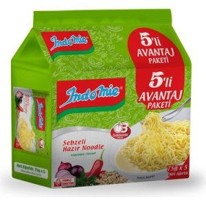 INDOMIE HAZIR NOODLE SEBZELİ 75 GR 5'Lİ AVANTAJ PAKET*8